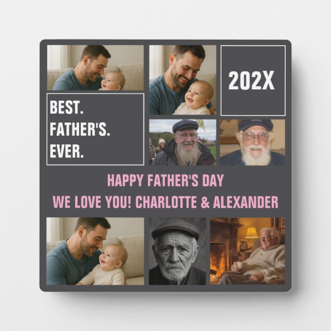 Best Father Ever Photo Collage and Custom Text Plaque (Front)