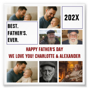 Best Father Ever Photo Collage and Custom Text Print