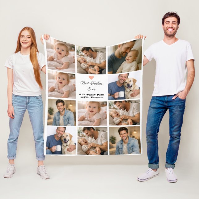 Best Father Ever Photo Collage | Personalized  Fleece Blanket (In Situ)