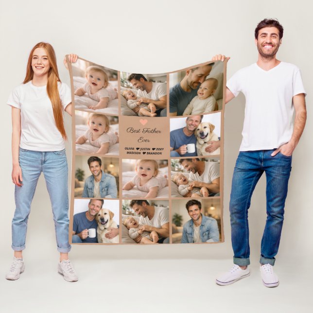 Best Father Ever Photo Collage | Personalized  Fleece Blanket (In Situ)
