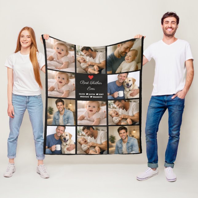 Best Father Ever Photo Collage | Personalized  Fleece Blanket (In Situ)