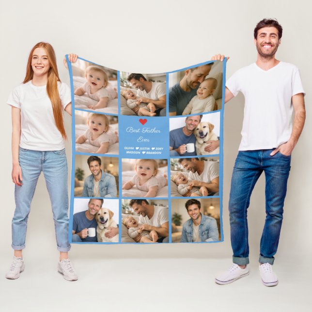Best Father Ever Photo Collage | Personalized  Fleece Blanket (In Situ)