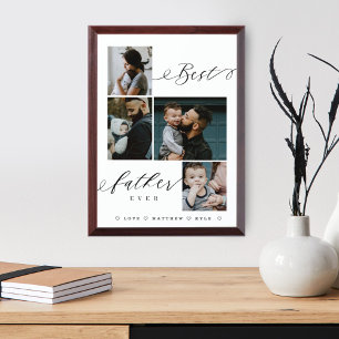Best Father Ever Script   Family Photo Keepsake Award Plaque