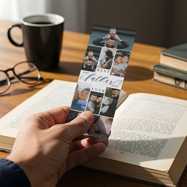 Best Father Ever Script Fathers Day Photo Collage Bookmarks (Best Father Ever Script Fathers Day Photo Collage Bookmarks)