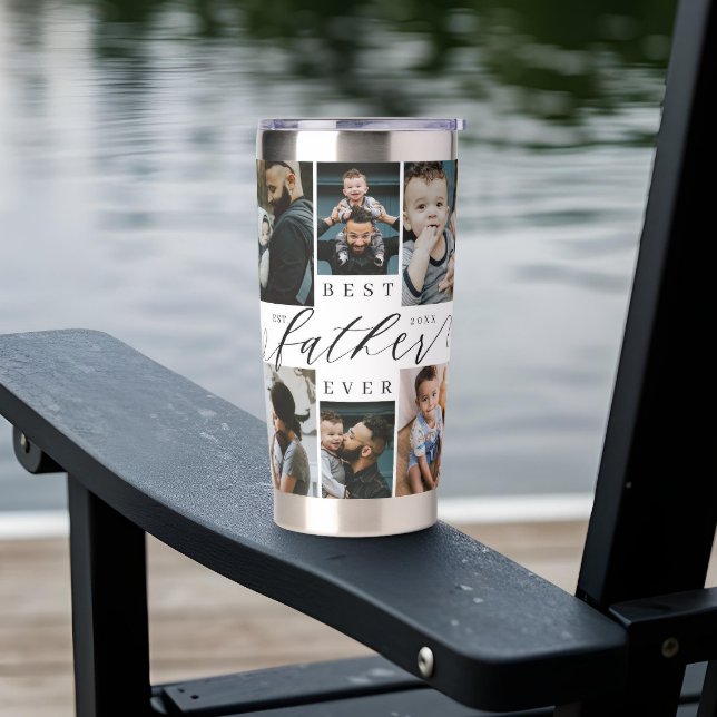 Best Father Ever Script Father's Day Photo Collage Insulated Tumbler (Best Father Ever Script Father's Day Photo Collage Insulated Tumbler)