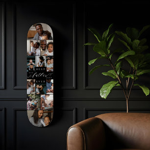 Best Father Ever Script Father's Day Photo Collage Skateboard