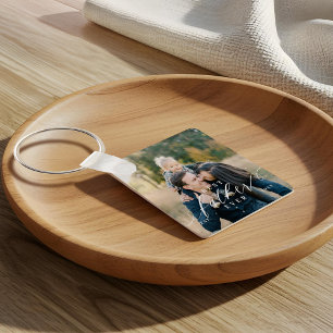 Best Father Ever Script Fathers Day Photo Keepsake Keychain