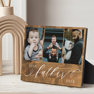 Best Father Ever Woodgrain Fathers Day Gift Photo Plaque