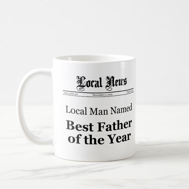 Best Father Of The Year Newspaper Front Mug (Left)