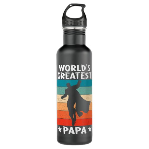 Best Father Superhero Fathers Day Worlds Greatest  Stainless Steel Water Bottle