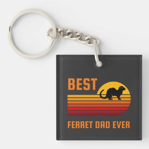 Best Ferret Dad Ever Funny Saying Pet Ferret Owner Keychain