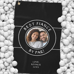 Best Fiance Fun Photo Template Black White Modern Golf Towel