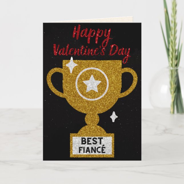 Best Fiancé Glitter Valentine Card (Front)