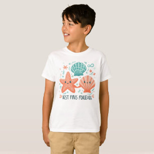 Best Fins Forever T-Shirt, Cute Starfish Seashell  T-Shirt