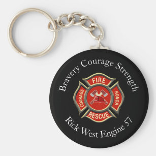 Firefighter Keychain Letter Alphabet Gift Fire Department Keyring Personalized Birthstone & Initial Personalised Fireman Gift