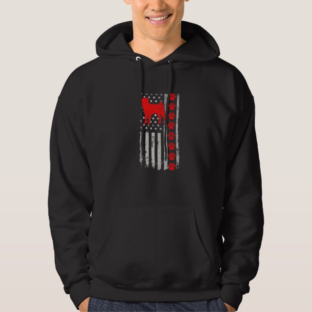 Best Firefighter Pudelpointer Mom Dad Ever Us Flag Hoodie (Front)