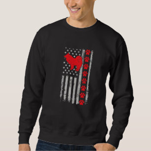 Best Firefighter Samoyed Mom Dad Ever Us Flag Dog Sweatshirt