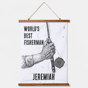 Best Fisherman Vintage Black & White Hanging Tapestry