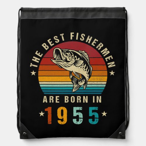 Best Fishermen Are Born In 1955 Vintage fishing Drawstring Bag