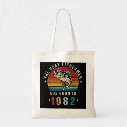 Best Fishermen Are Born In 1982 Vintage fishing 40 Tote Bag