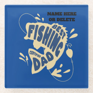 Best Fishing Dad with editable name Glass Coaster