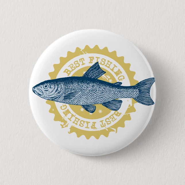 "Best fishing" trout fishing logo, Button (Front)