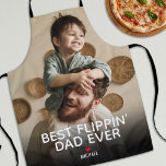 Best Flippin' Dad Ever l Photo Father's Day Apron<br><div class="desc">Modern father's day chef BBQ apron featuring a full printed photo for you to replace with your own,  the funny saying "best flippin' dad ever",  a red heart,  and the childs name.</div>