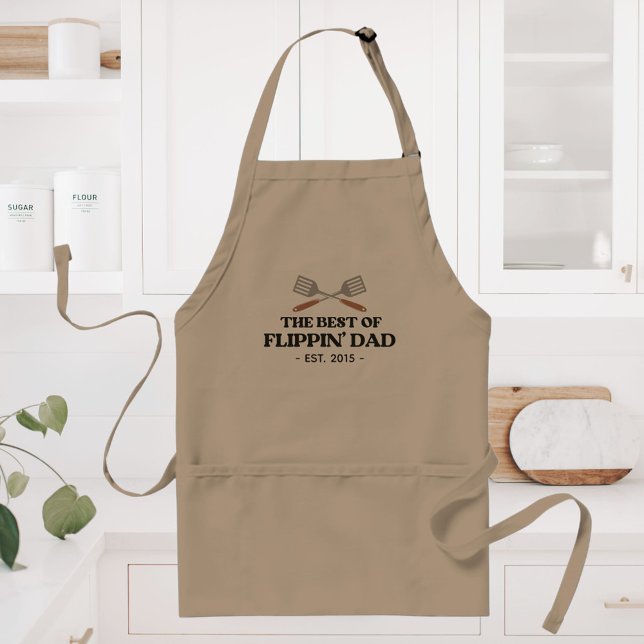 Best Flippin Dad Spatula Funny Retro  Adult Apron (In situ)