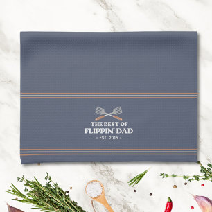Best Flippin Dad Spatula Funny Retro  Kitchen Towel