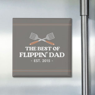 Best Flippin Dad Spatula Funny Retro Magnet