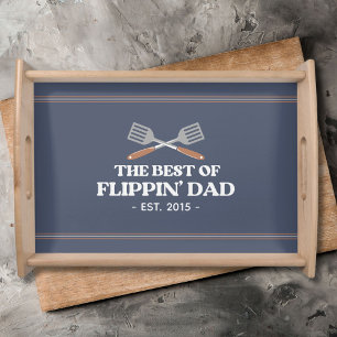 Best Flippin Dad Spatula Funny Retro Serving Tray