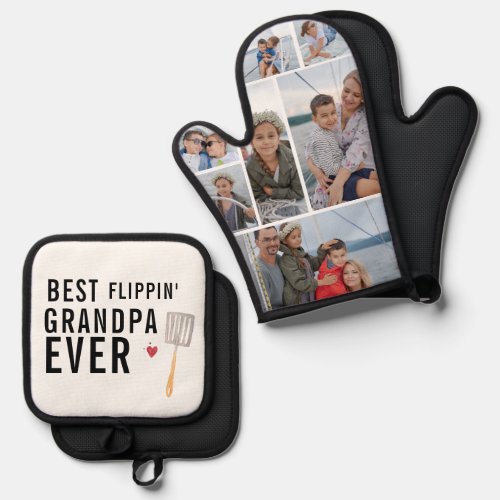 Best Flippin Grandpa Ever  7 Photo Oven Mitt  Pot Holder Set