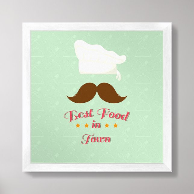 Best Food in Town – Retro Chef Quote Kitchen  Framed Art (Framed Front)