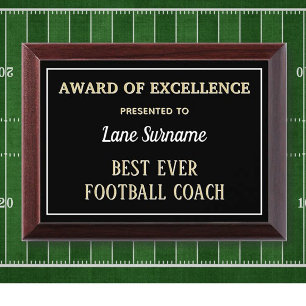 Best Football Coach Award Plaque