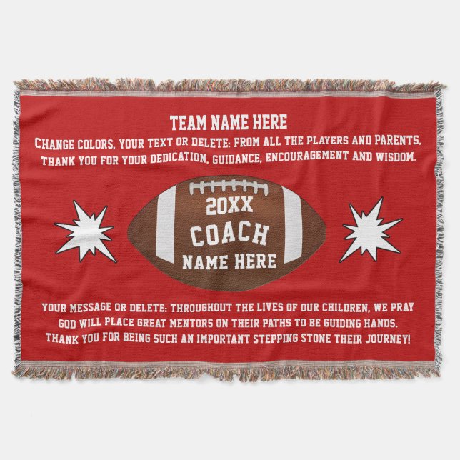 Best Football Coach Gifts, Personalized Blanket (Front)