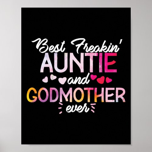 Best Freakin Auntie And Godmother Ever Watercolor Poster