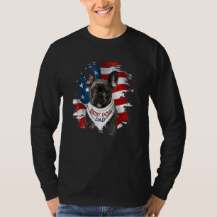 Best French Bulldog Dog Dad Cute Usa Flag Father's T-Shirt