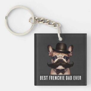 Best Frenchie Dad Ever Custom Name Double Sided Keychain
