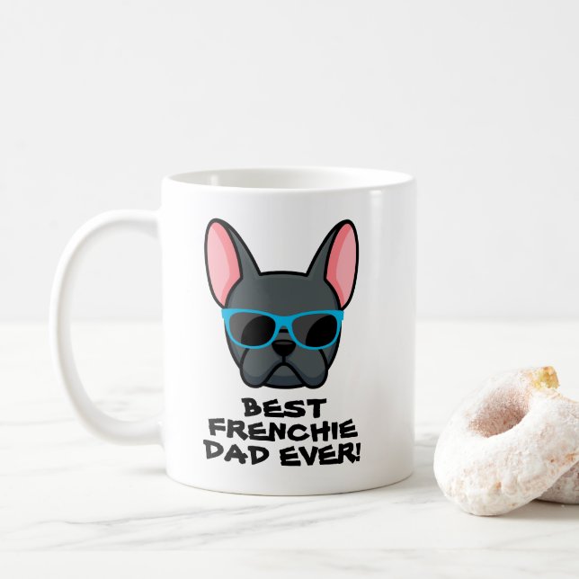 Best Frenchie Dad Father's Day Blue Frenchie Coffee Mug (With Donut)