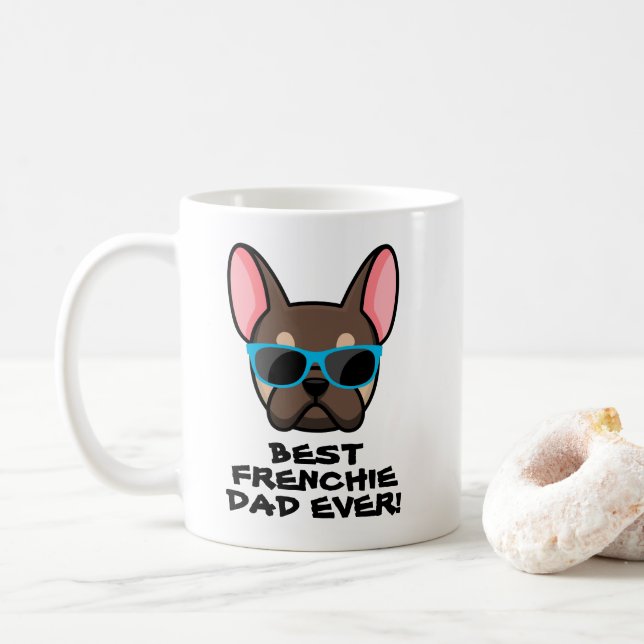 Best Frenchie Dad Father's Day Brown Tan Frenchie Coffee Mug (With Donut)