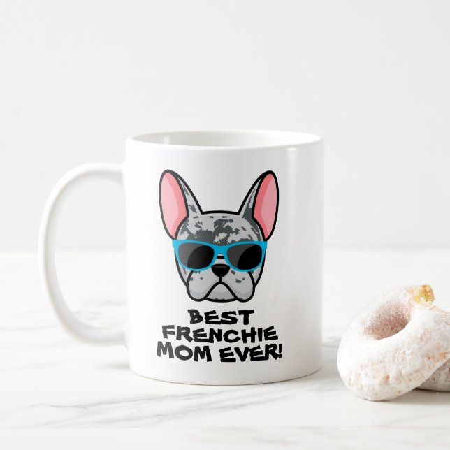 Best Frenchie Mom Mother's Day Blue Merle Frenchie Coffee Mug (With Donut)