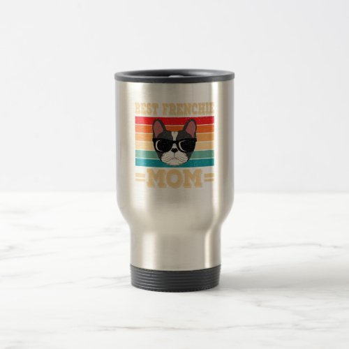 Best Frenchie Mom Retro Sunset French Bulldog Travel Mug