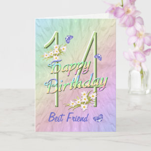 Best Friend 14th Birthday Butterfly Garden Card