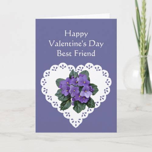 Best Friend African Violet Flower Valentine Poem Holiday Card