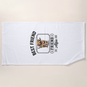 Best Friend Alfie Vintage Dog Lover Design_1 Beach Towel