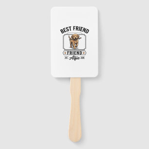 Best Friend Alfie Vintage Dog Lover Design_1 Hand Fan