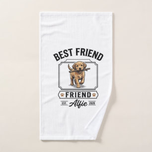 Best Friend Alfie Vintage Dog Lover Design_1 Hand Towel