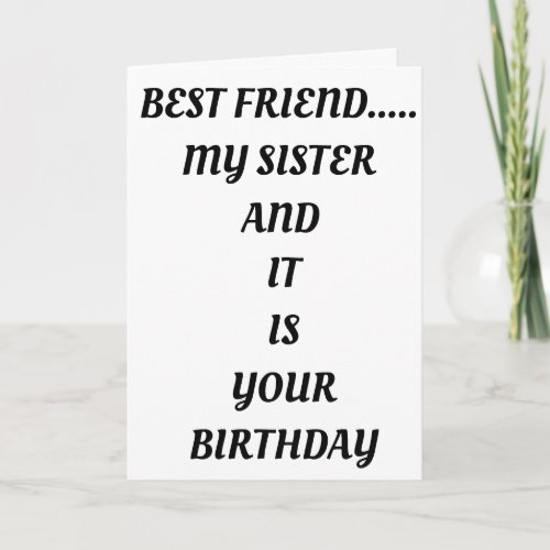 BEST FRIEND AND SISTER BIRTHDY READY TO PARTY CARD