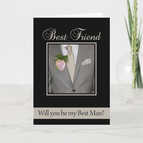 Best Friend Best Man request Grey Suit Invitation