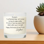 Best Friend Bestie Personalized Birthday  Scented Candle<br><div class="desc">This design may be personalized by choosing the Edit Design option. You may also transfer onto other items. Contact me at colorflowcreations@gmail.com or use the chat option at the top of the page if you wish to have this design on another product or need assistance with this design. I am...</div>